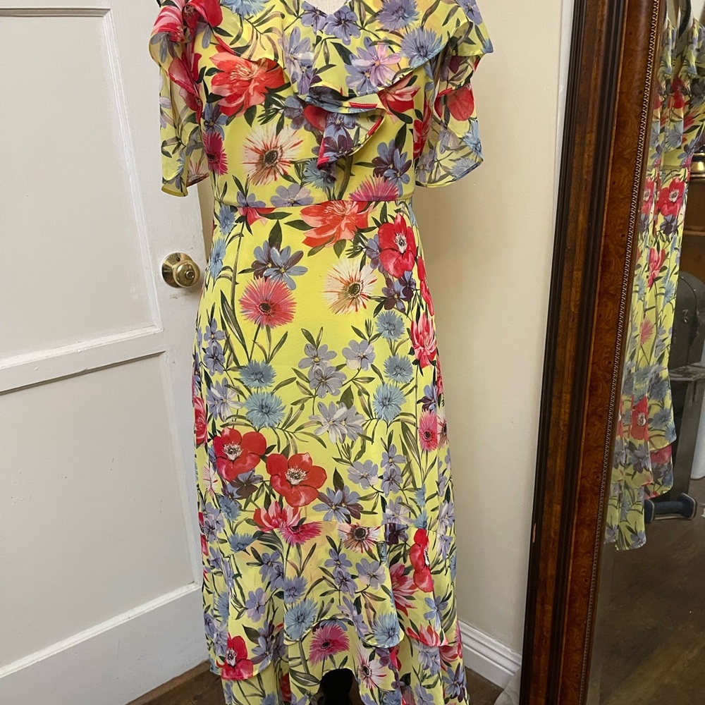 INC International Concepts Yellow Ruffled Tie Front Sundress